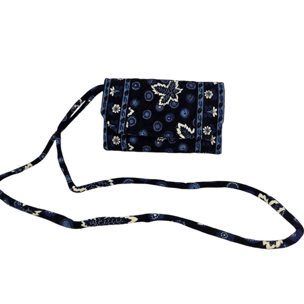 Vera Bradley Crossbody Wallet Blue Coin Pattern Retired Vintage Y2K NWT Quilted - Picture 2 of 12